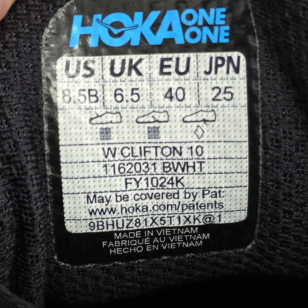 Hoka One One Clifton 10 Womens Size 8.5B Black Athletic Running Shoes Sneakers